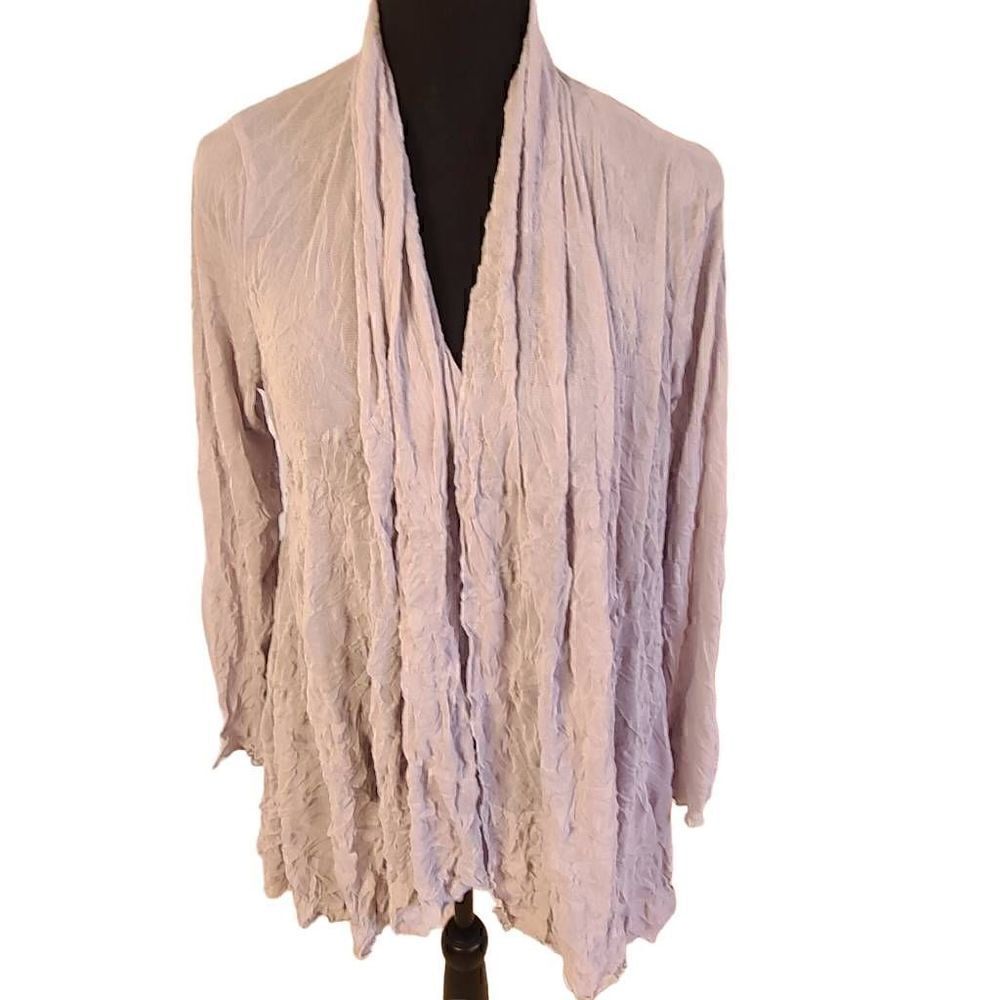 By JJ Womens Light Gray Crinkled Lightweight Polyester Bohemian Cardigan Medium